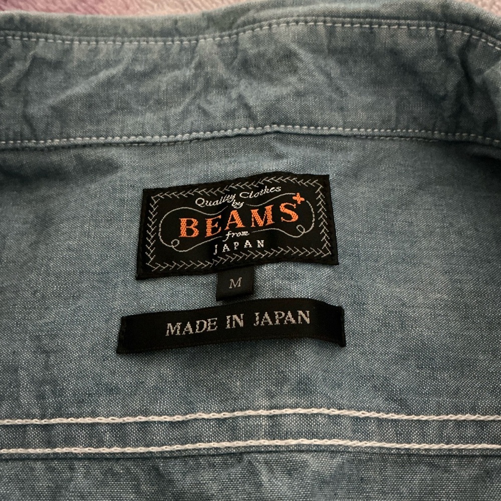 Beams Plus Work Chambray Overshirt Light Blue - Picture 11 of 16